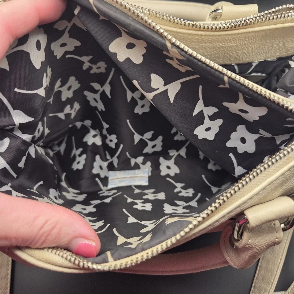 Jenna Kator Collection Vegan Leather Cream Crossbody Satchel